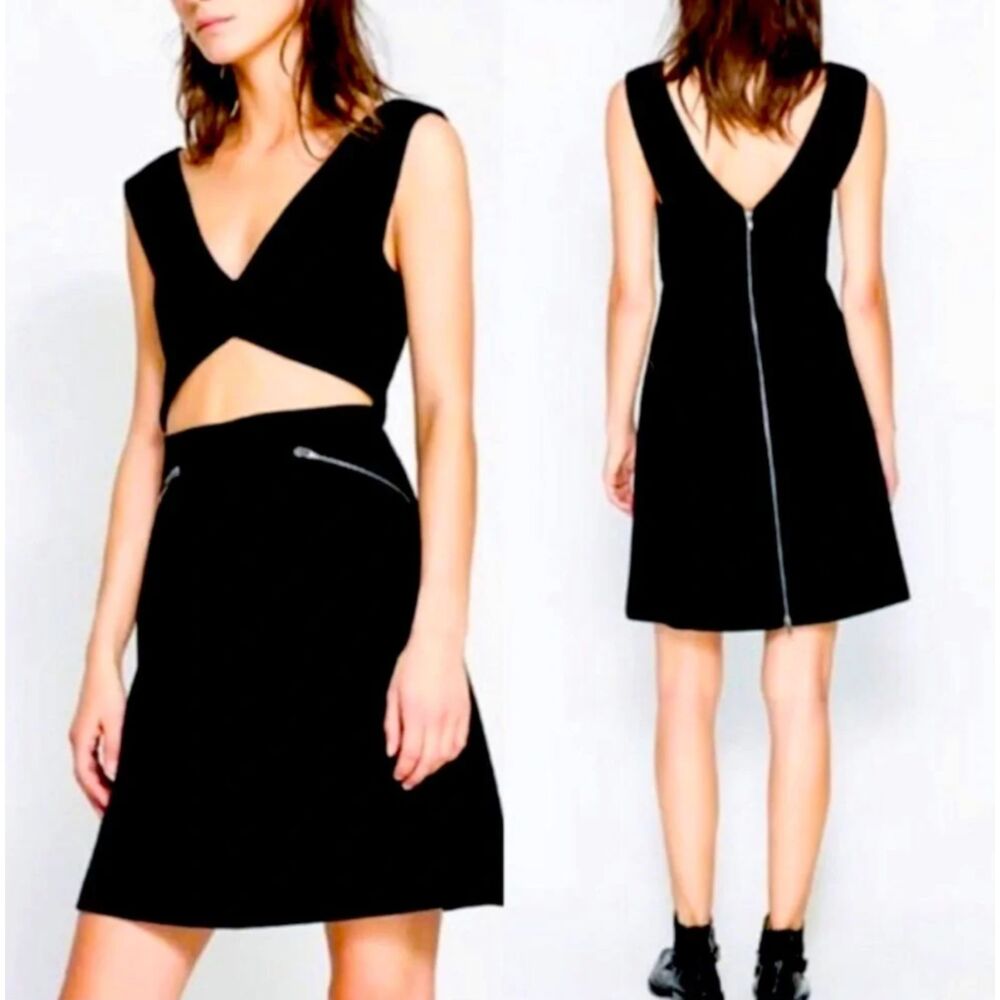 Zara Woman Studio Black Waist Cut Out LBD Mini Dress Women's Small
